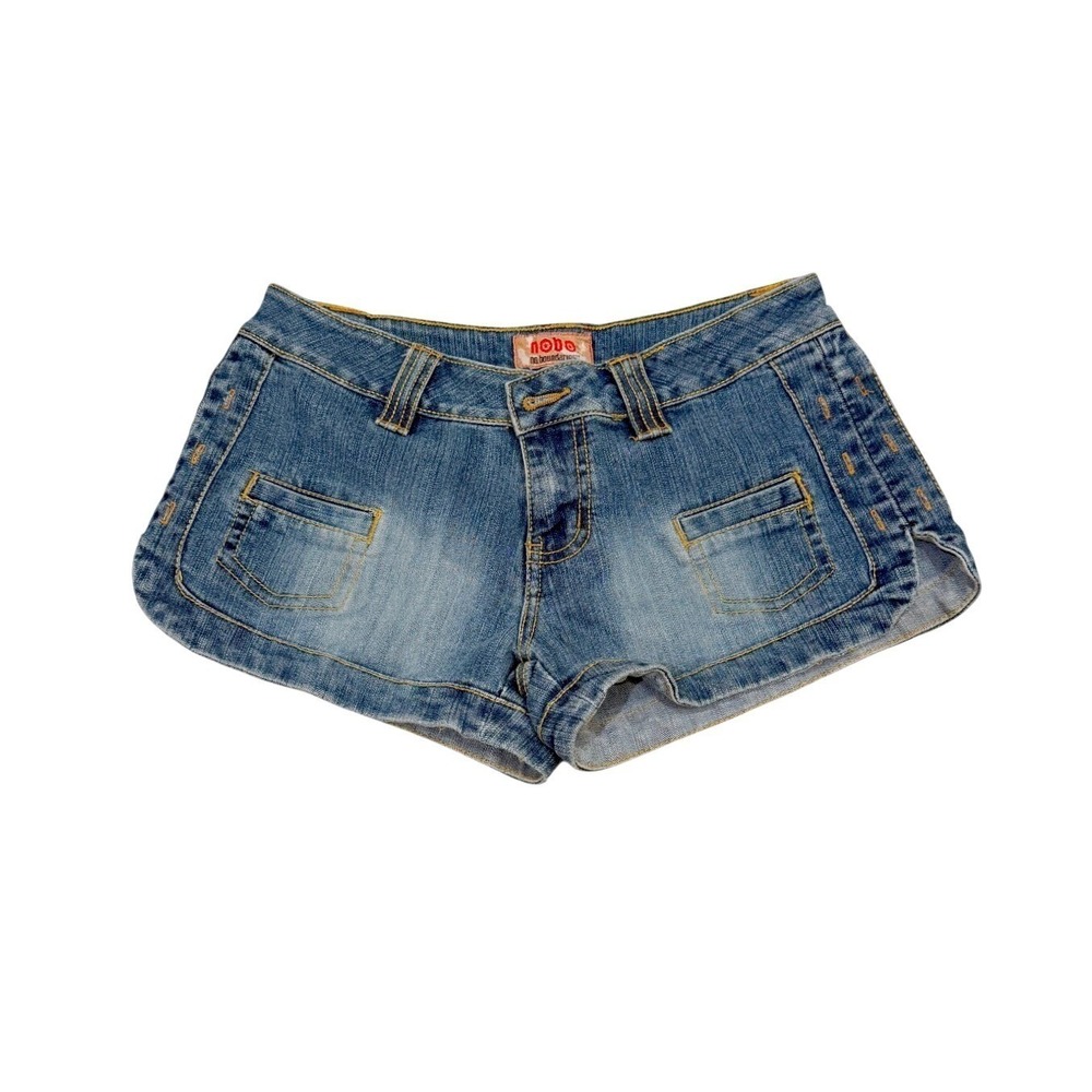 Y2K VTG No Boundaries Womens S / Juniors 7 Low Rise Denim Micro Shorts McBling